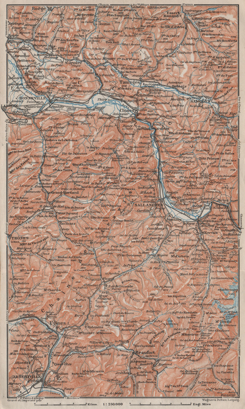 HAUTE SAVOIE Samoëns Megève St Gervais Houches Flaine Les Gets Morzine 1909 map